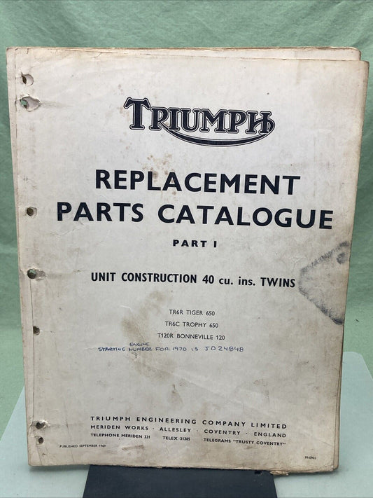 TRIUMPH 99-0903 REPLACEMENT PARTS CATALOGUE PART I UNIT CONSTRUCTION 40 CU. INS.