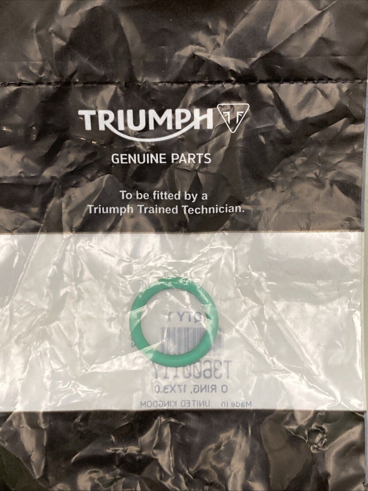 NEW GENUINE TRIUMPH T3600117 O Ring, 17X3.0
