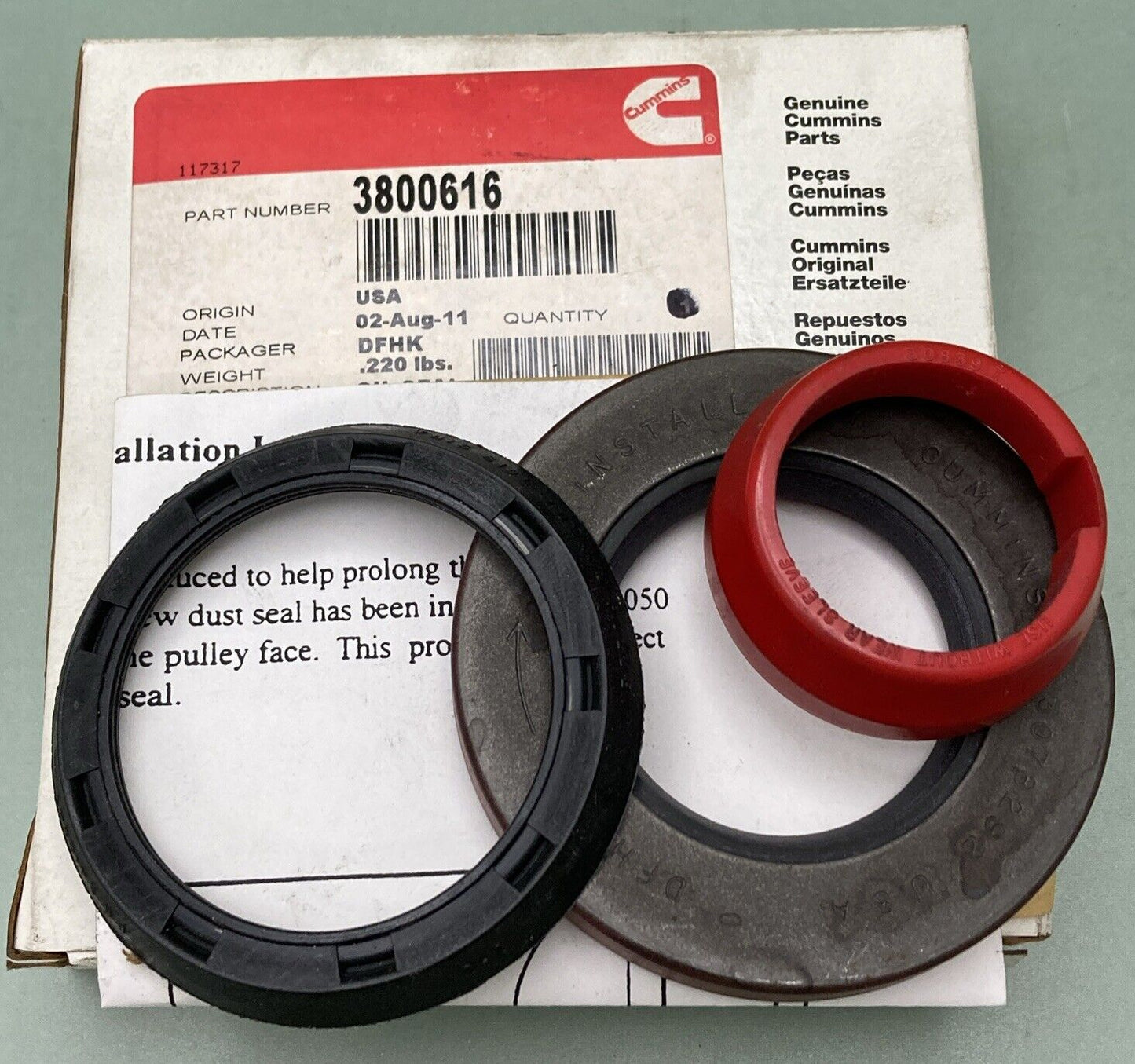 NEW GENUINE CUMMINS 3800616 OIL SEAL KIT