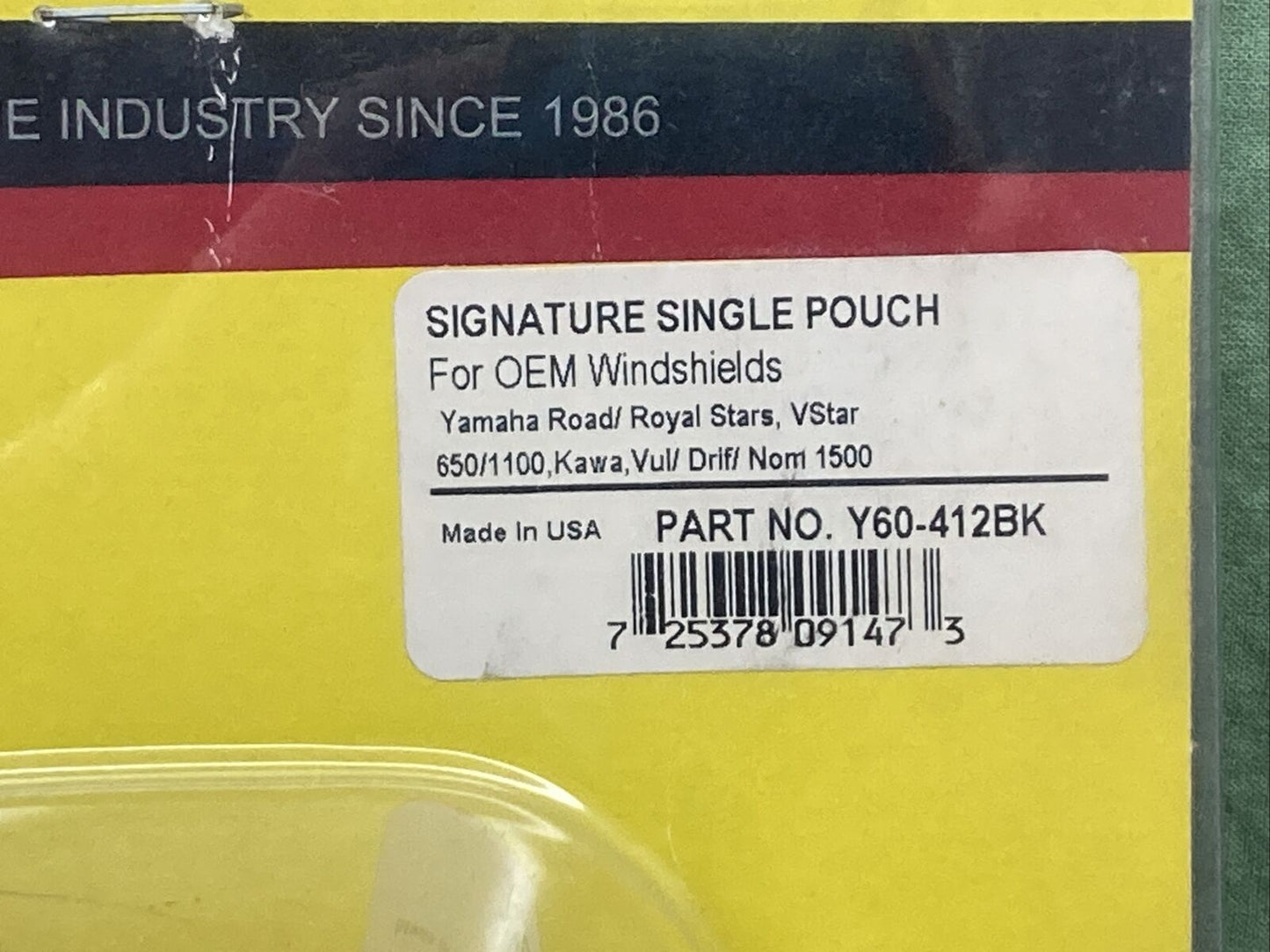 NEW HOPNEL Y60-412BK Single Center Windshield Pouch Faux Leather Black
