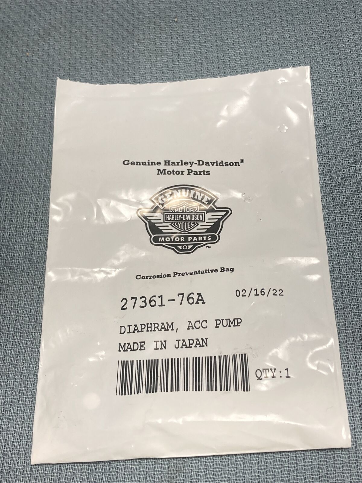 NEW GENUINE HARLEY DAVIDSON 27361-76A DIAPHRAM, ACC PUMP