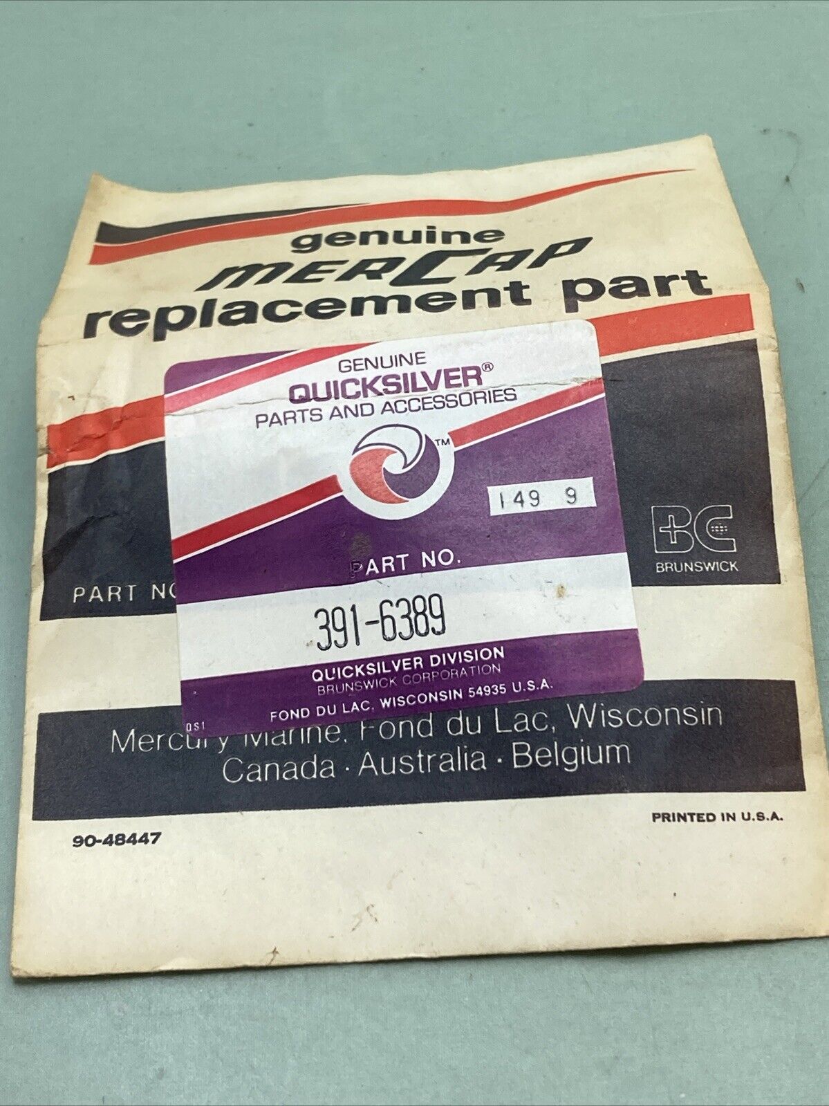 NEW GENUINE MERCURY QUICKSILVER 391-6389 DISTRIBUTOR CAP GASKET