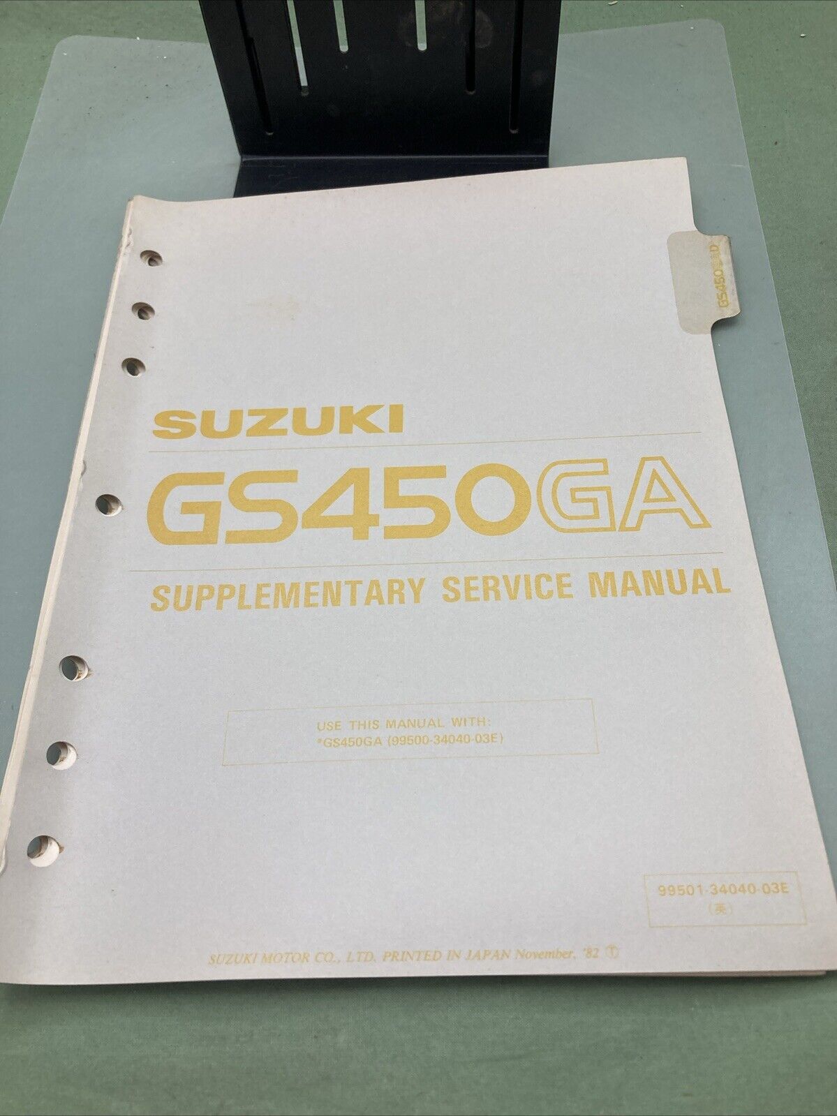 GENUINE SUZUKI 99501-34040-03E GS450GA SUPPLEMENTARY SERVICE MANUAL 1982