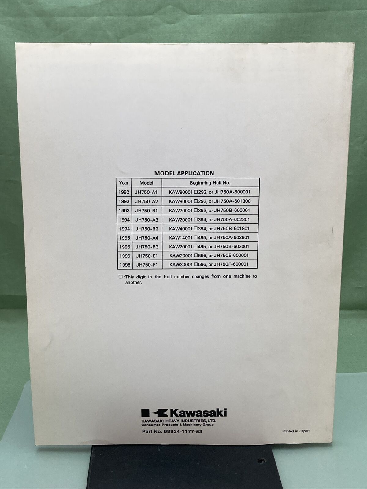 GENUINE KAWASAKI 99924-1177-53 JETSKI SS/X-4 / SUPER SPORT Xi SERVICE MANUAL SUP