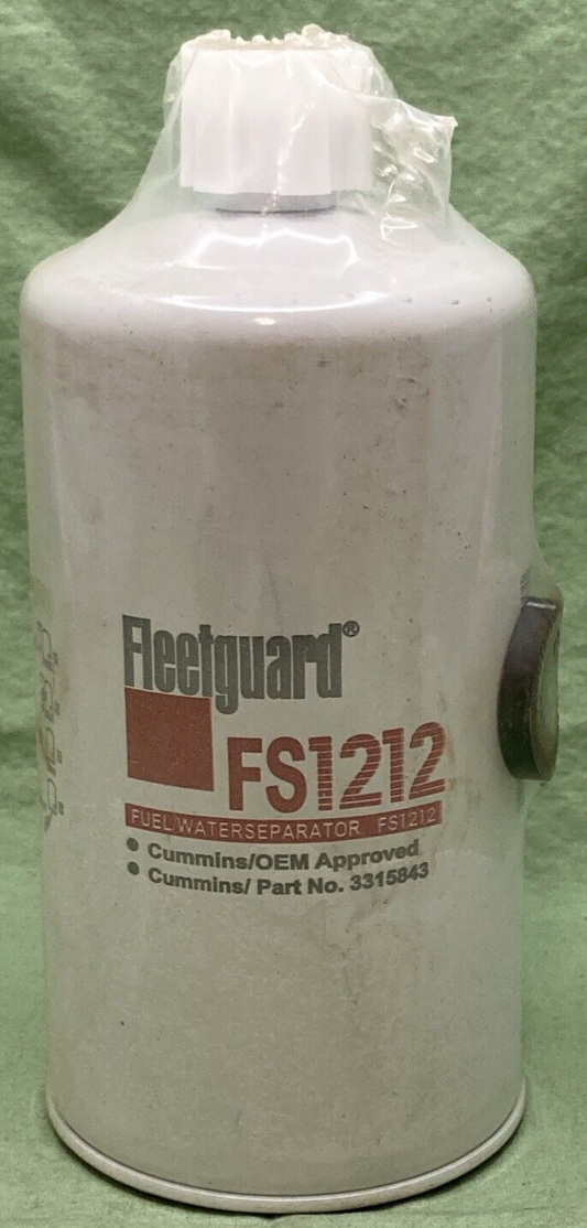NEW GENUINE FLEETGUARD FS1212 FUEL FILTER WATER SEPARATOR SPIN-ON TWIST & DRAIN