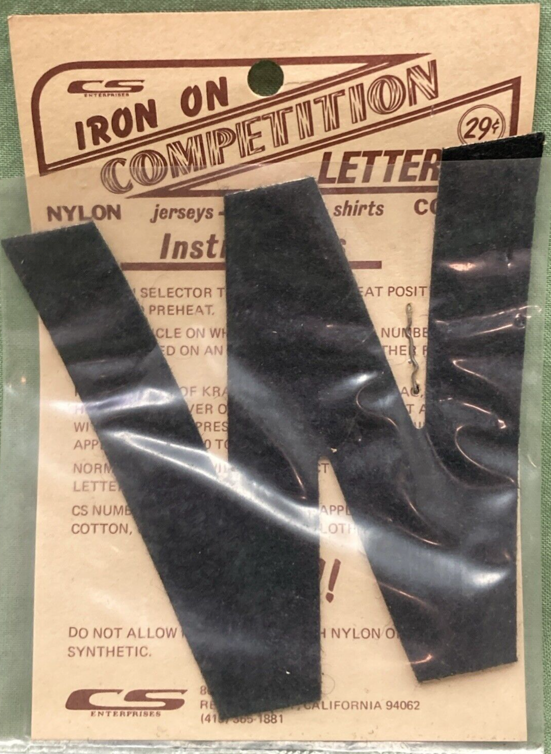 QTY 3 NEW 3" BLACK IRON ON COMPETITION LETTER W