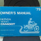 GENUINE HONDA 3144700 CM400T OWNER'S MANUAL '79