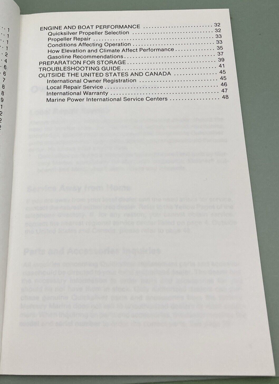 GENUINE MERCURY 90-13532-1 SERVICE ASSISTANCE & WARRANTY INFORMATION 1985