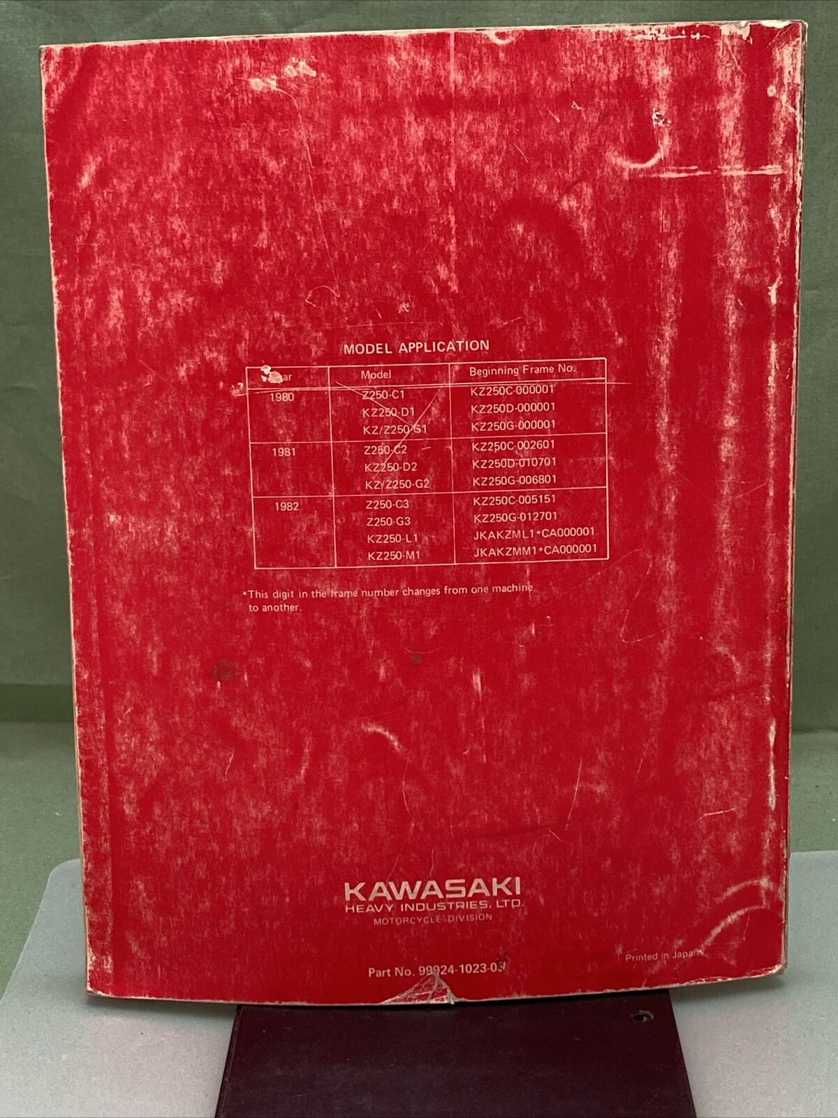 GENUINE KAWASAKI 99924-1023-03 KZ250 SINGLE SERVICE MANUAL