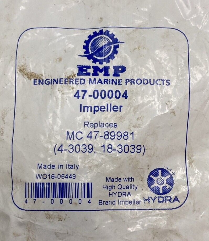 NEW GENUINE EMP MARINE 47-00004 IMPELLER FOR MERCURY 47-89981