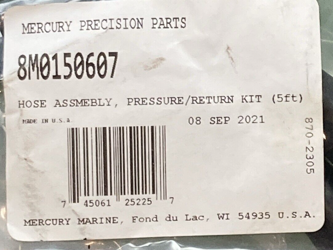 NEW GENUINE MERCURY MARINE 8M0150607 HOSE PRESSURE RETURN 5'