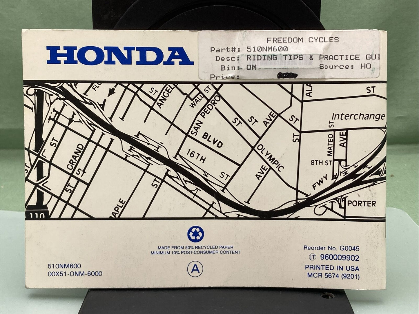 GENUINE HONDA 510NM600 YOU AND YOUR MOTORCYCLE RIDING TIPS & PRACTICE GUIDE