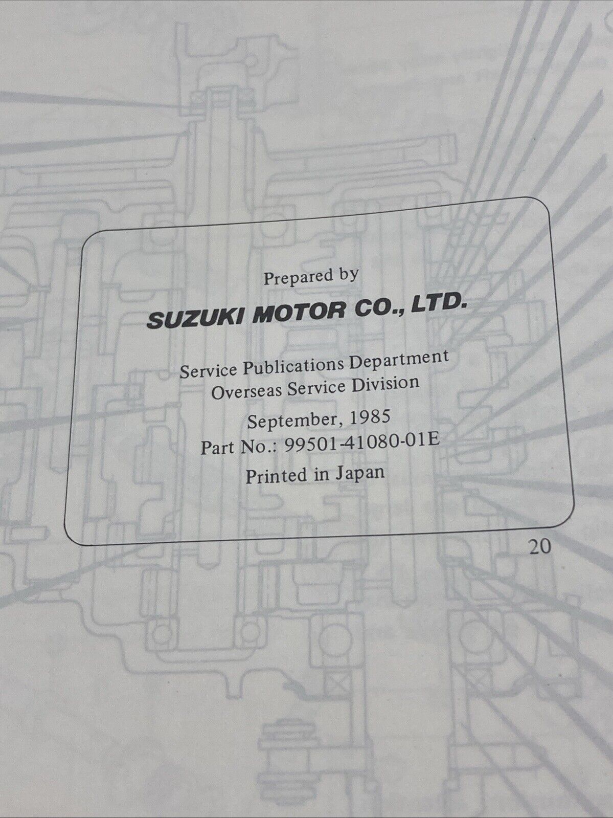 GENUINE SUZUKI 99501-41080-01E LT185 SUPPLEMENTARY SERVICE MANUAL 1985