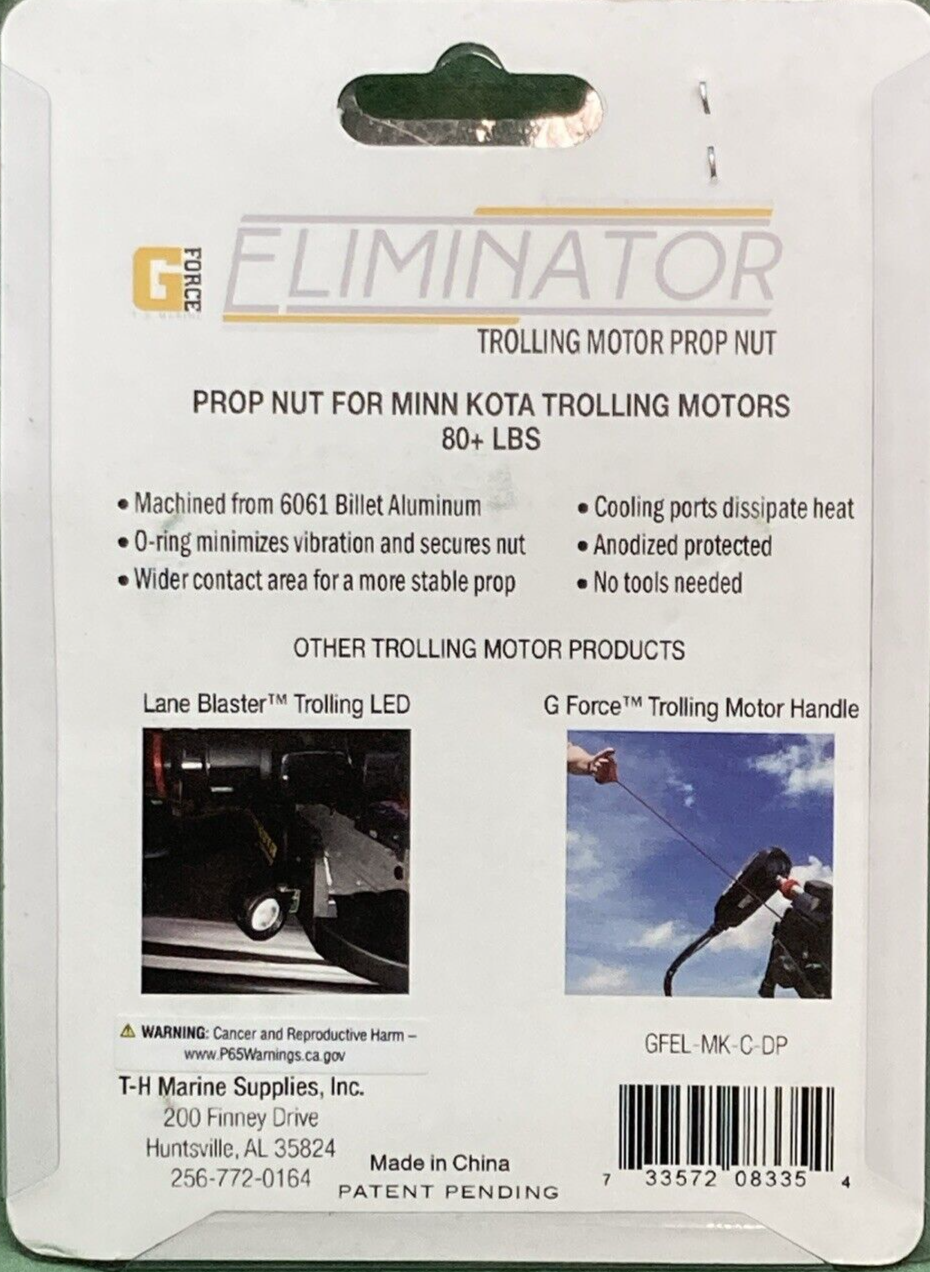 NEW GENUINE T-H MARINE GFEL-MK-C-DP G FORCE ELIMINATOR PROP NUT FOR MINN KOTA