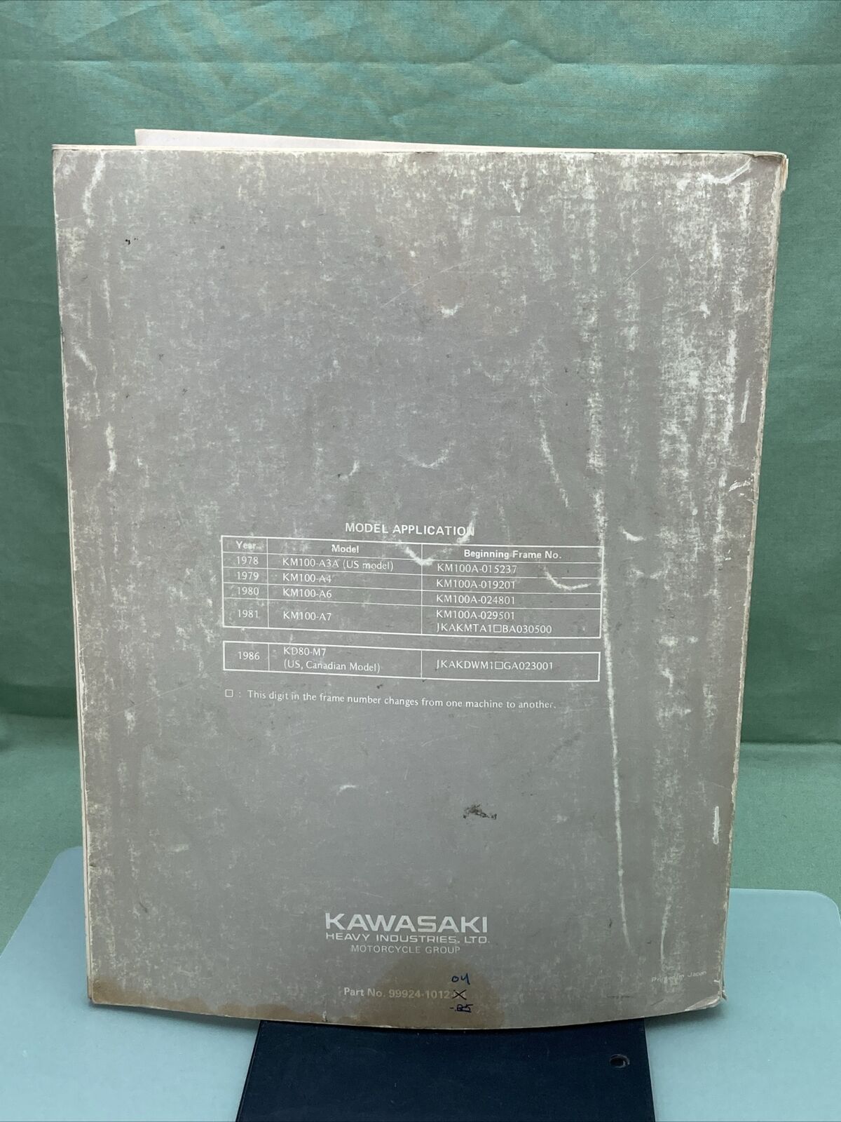 GENUINE KAWASAKI  99924-1012-04 SERVICE MANUAL KM100 KD80M