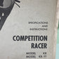 HARLEY DAVIDSON COMPETITION RACER SPECIFICATIONS /INSTRUCTIONS KR, KR-TT, XLR-TT