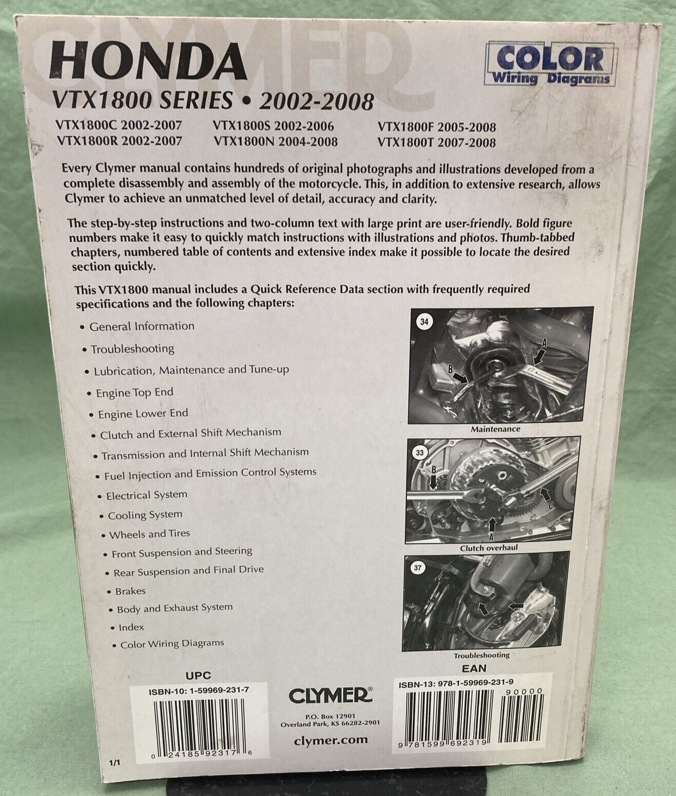 CLYMER M230 HONDA VTX1800 SERIES SERVICE MANUAL 2002-2008