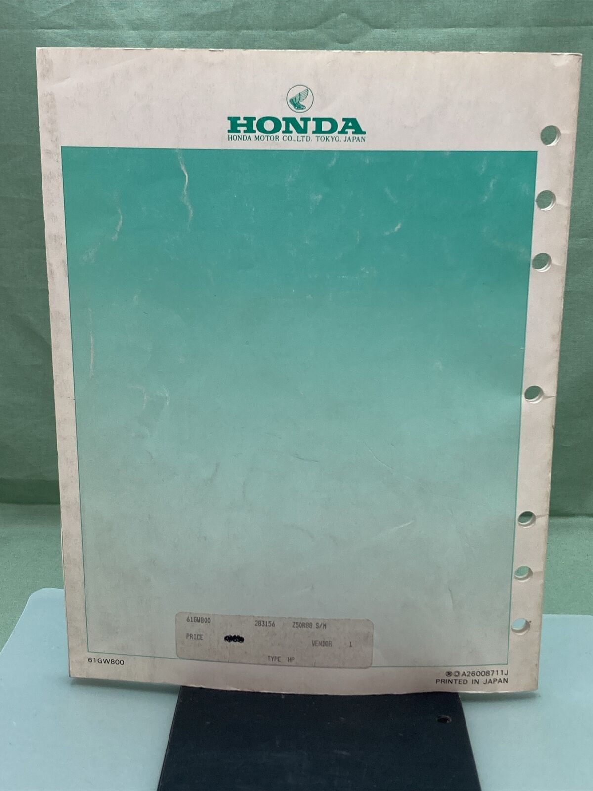 GENUINE HONDA 61GW800 Z50R SERVICE MANUAL '88