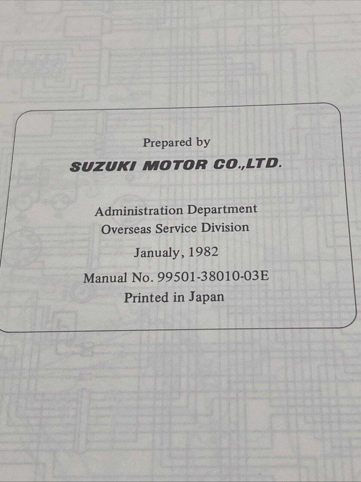 GENUINE SUZUKI 99501-38010-03E GS850G SUPPLEMENTARY SERVICE MANUAL 1982