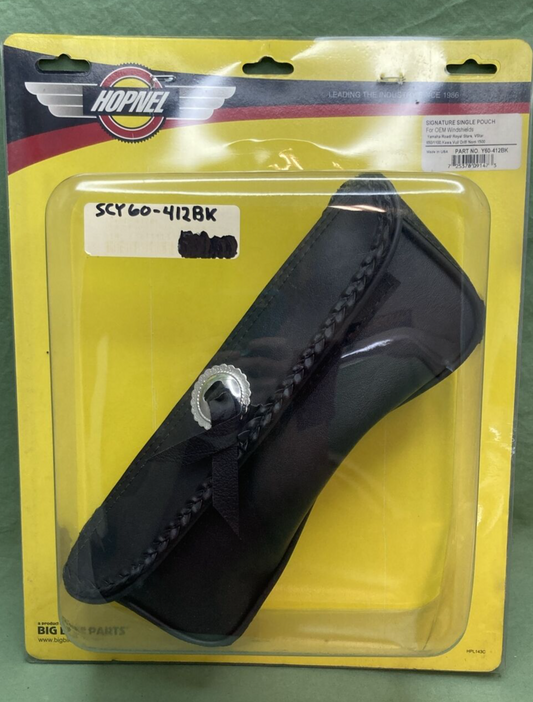 NEW HOPNEL Y60-412BK Single Center Windshield Pouch Faux Leather Black
