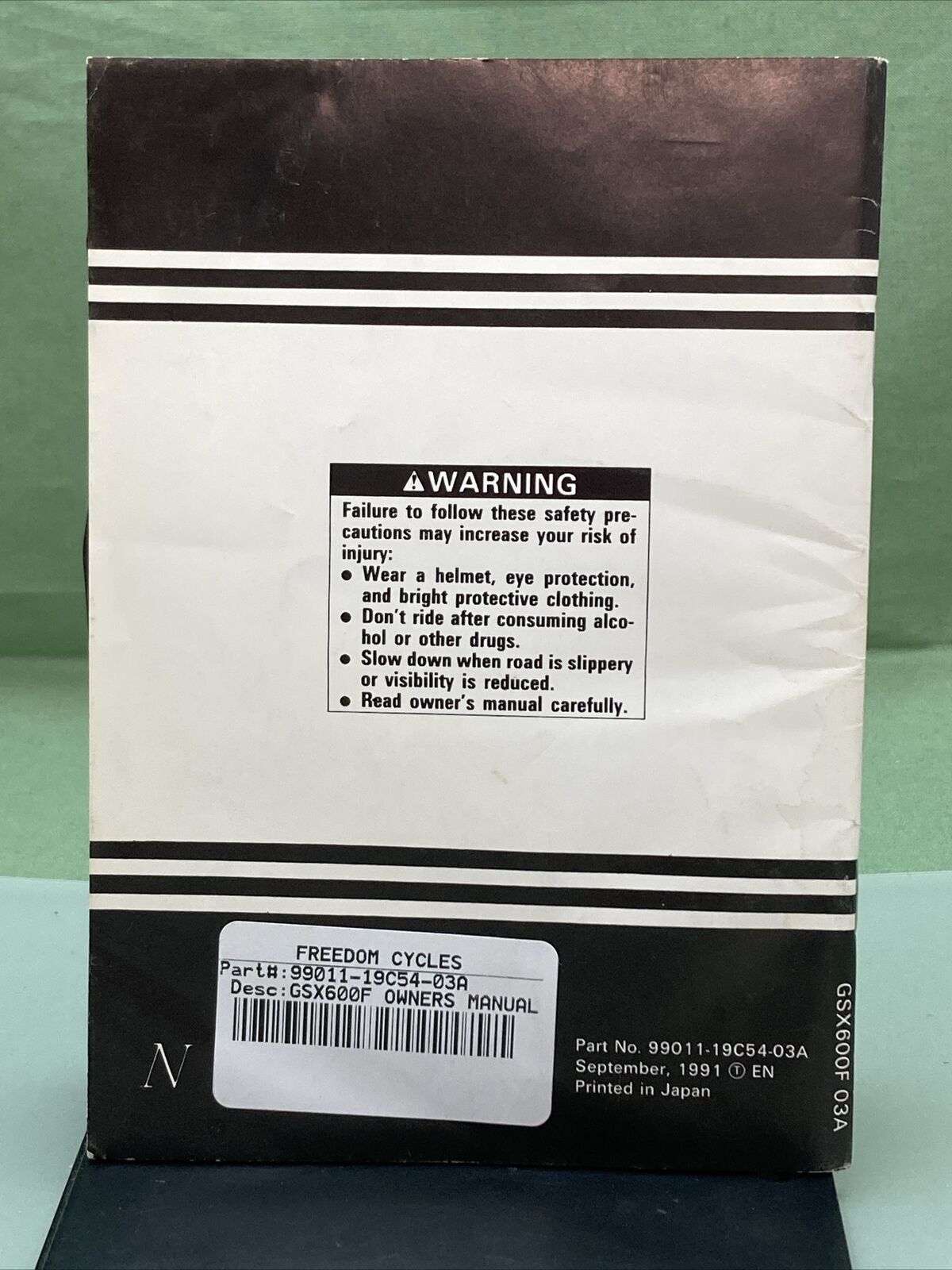 GENUINE SUZUKI 99011-19C54-03A GSX600F OWNER'S MANUAL