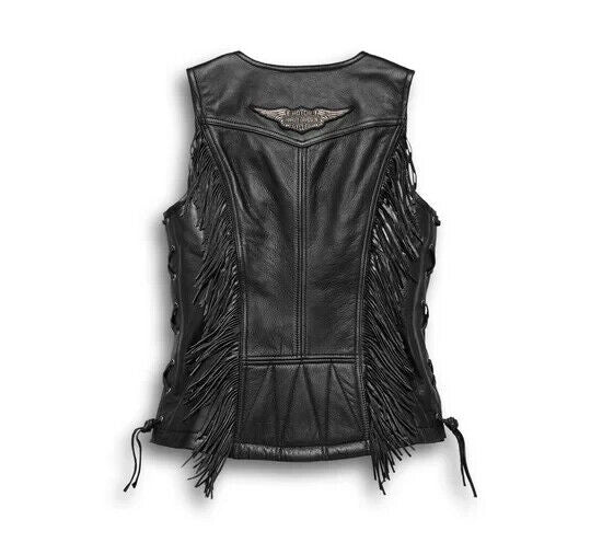 NEW GENUINE HARLEY DAVIDSON 98014-18VW SMALL Women's Boone Fringed Leather Vest