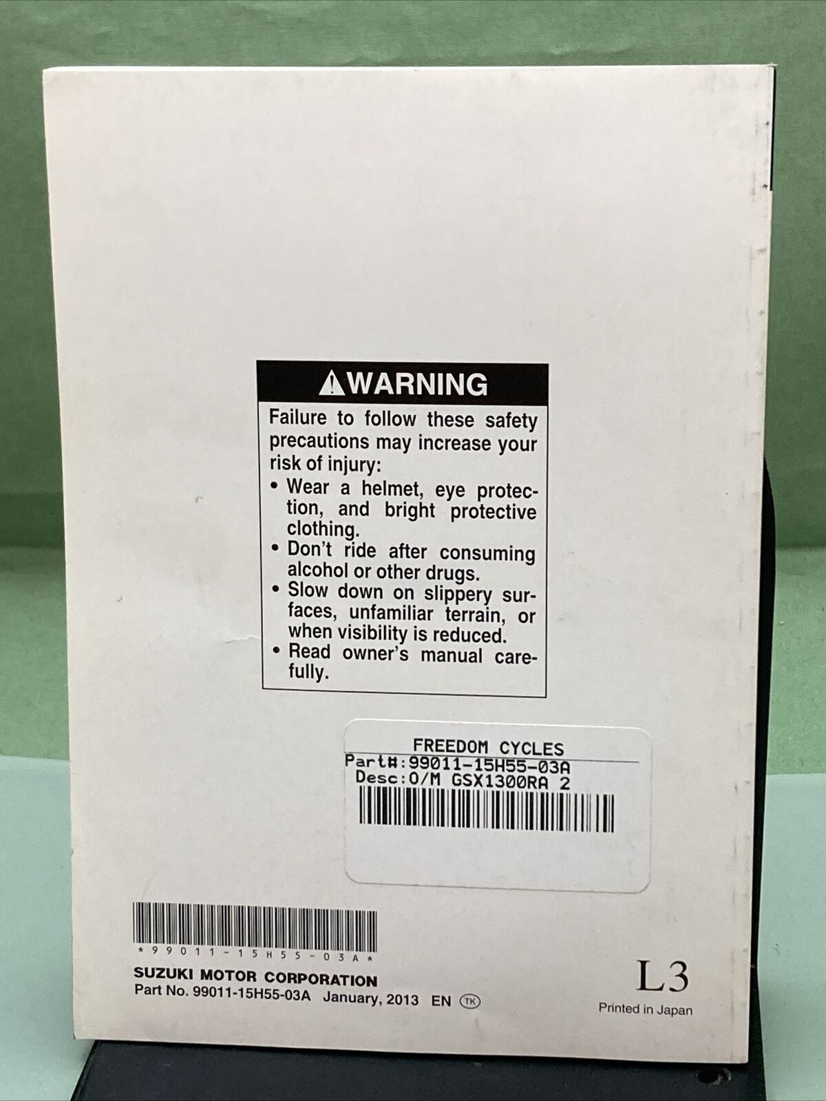 GENUINE SUZUKI 99011-15H55-03A GSX1300RA OWNER'S MANUAL