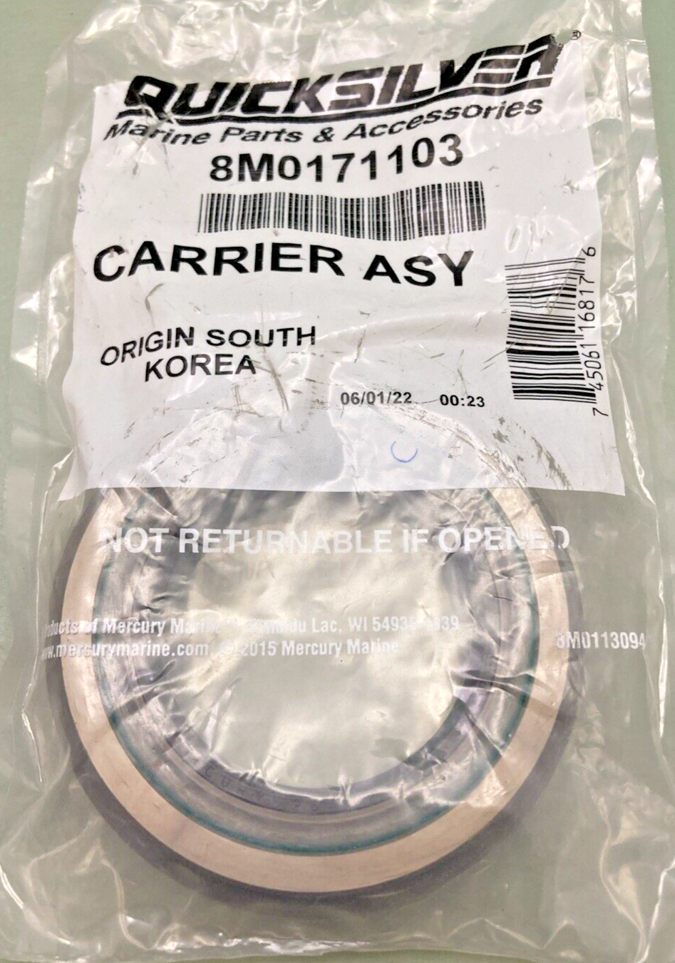 NEW GENUINE MERCURY QUICKSILVER 8M0171103 U-JOINT SEAL CARRIER ASSY