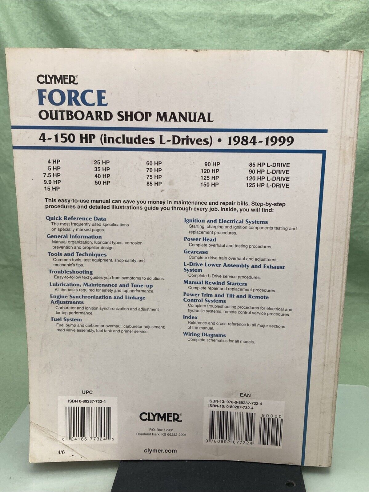 GENUINE CLYMER B751-4 FORCE OUTBOARD 4-150 HP 1984-1999 SHOP MANUAL