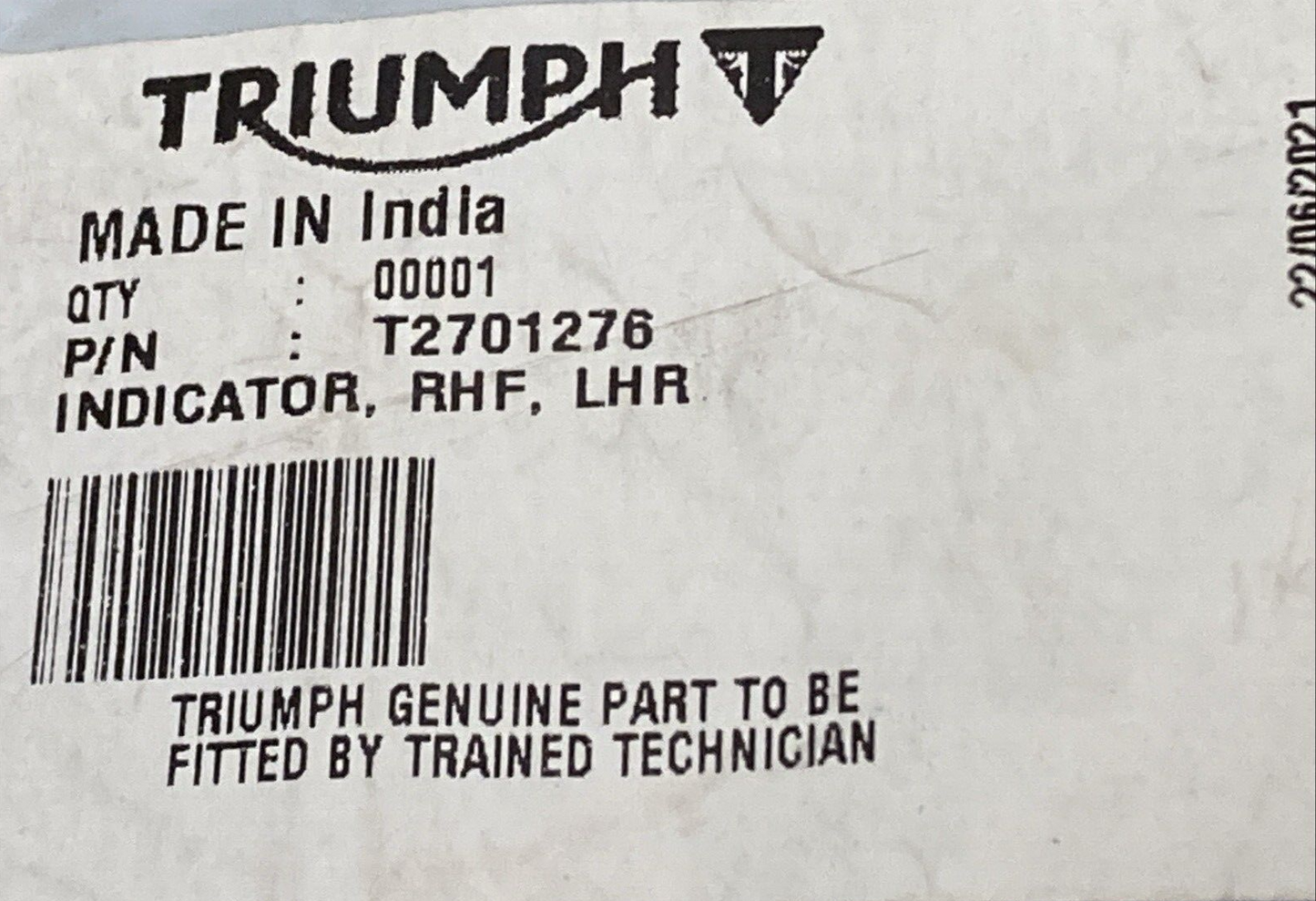 NEW GENUINE TRIUMPH T2701276 Indicator, Rhf, Lhr