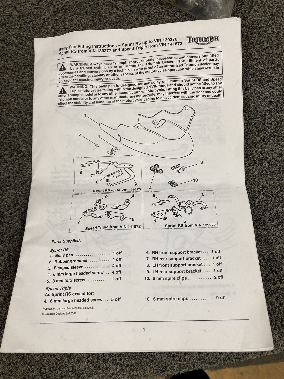 NEW GENUINE VICTORY/TRIUMPH BELLY PAN A9701135-PG