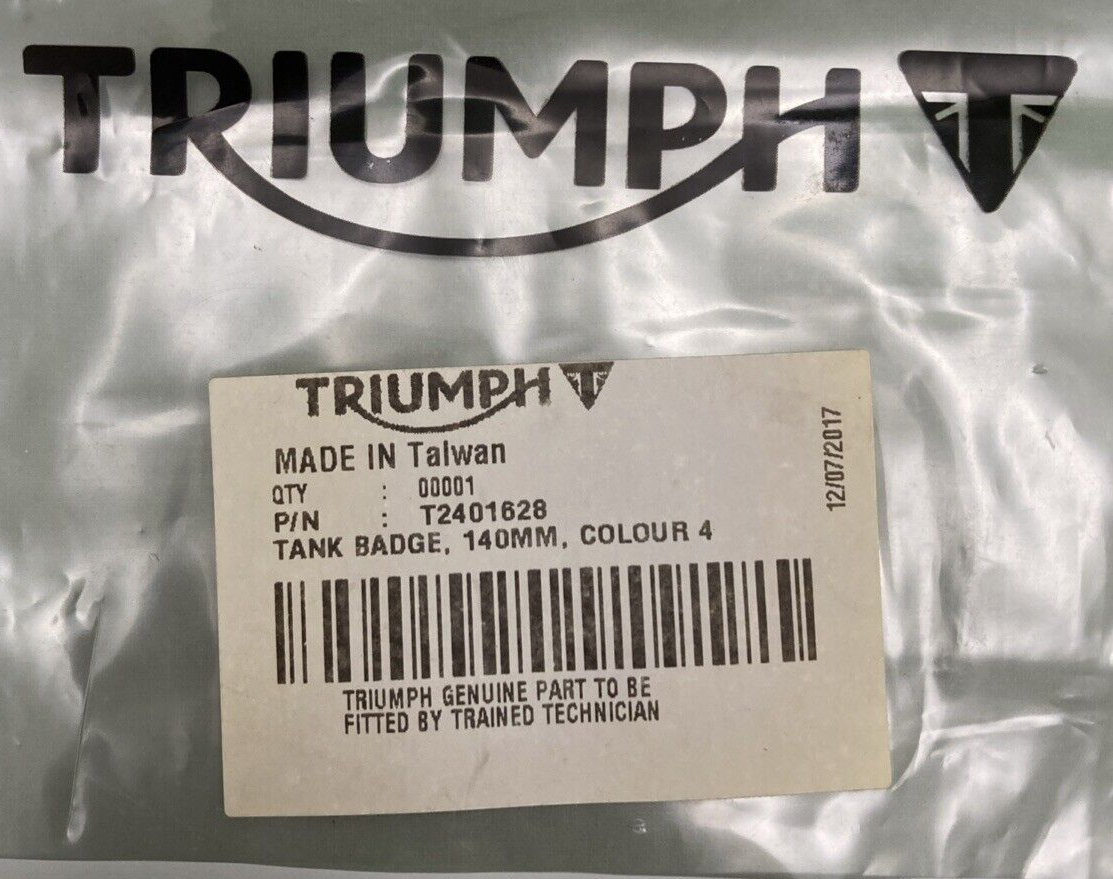 NEW GENUINE TRIUMPH T2401628 Tank Badge Kit, 140MM