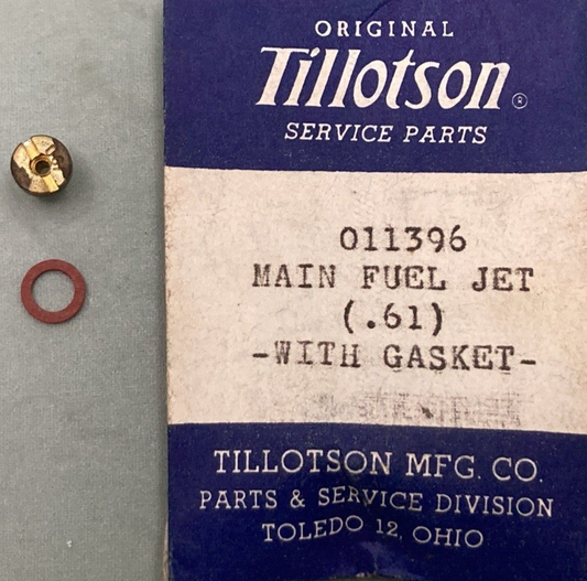 NEW GENUINE TILLOTSON 011396 MAIN FUEL JET .61 W/ GASKET
