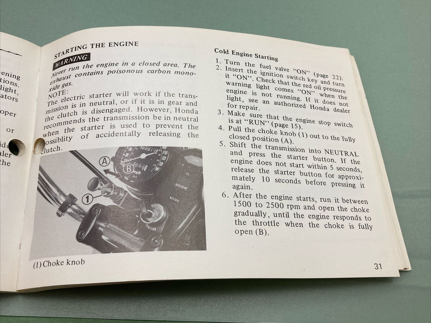 GENUINE HONDA 3137105 MODEL GL1000 OWNER'S MANUAL '78