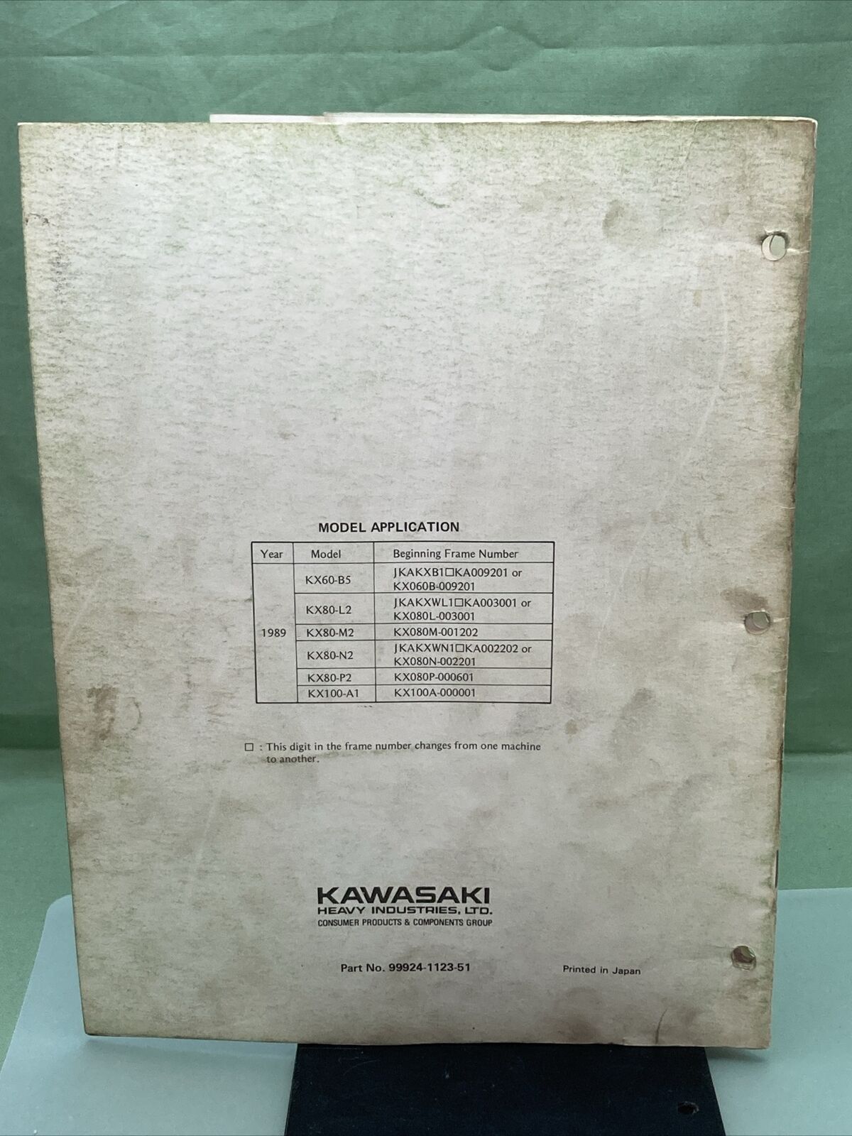 GENUINE KAWASAKI  99924-1123-51 SERVICE MANUAL SUPPLEMENT KX60 KX80 KX100