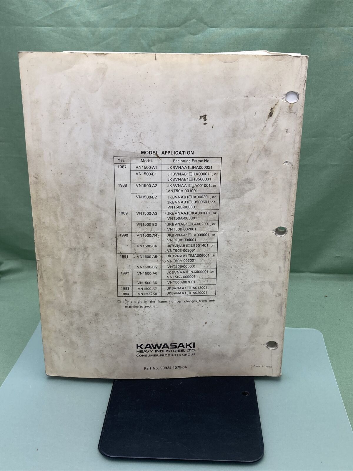 GENUINE KAWASAKI 99924-1078-04 SERVICE MANUAL VN1500