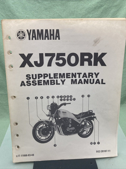 YAMAHA LIT-11666-03-40 XJ750RK SUPPLELMENTARY ASSEMBLY MANUAL 5G2-28107-11