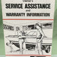 GENUINE MERCURY 90-13534 SERVICE ASSISTANCE WARRANTY INFORMATION MANUAL 1986