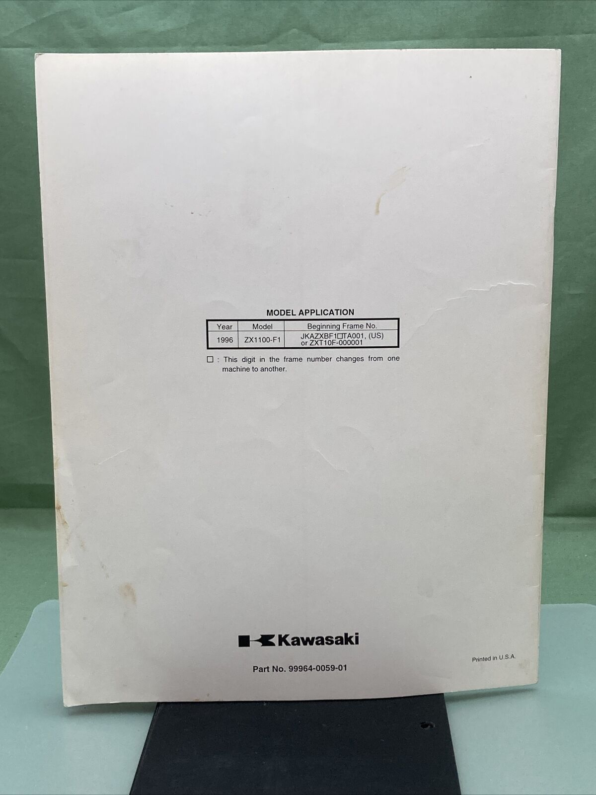 GENUINE KAWASAKI 99964-0059-01 GPZ1100 ABS TRAINING MANUAL