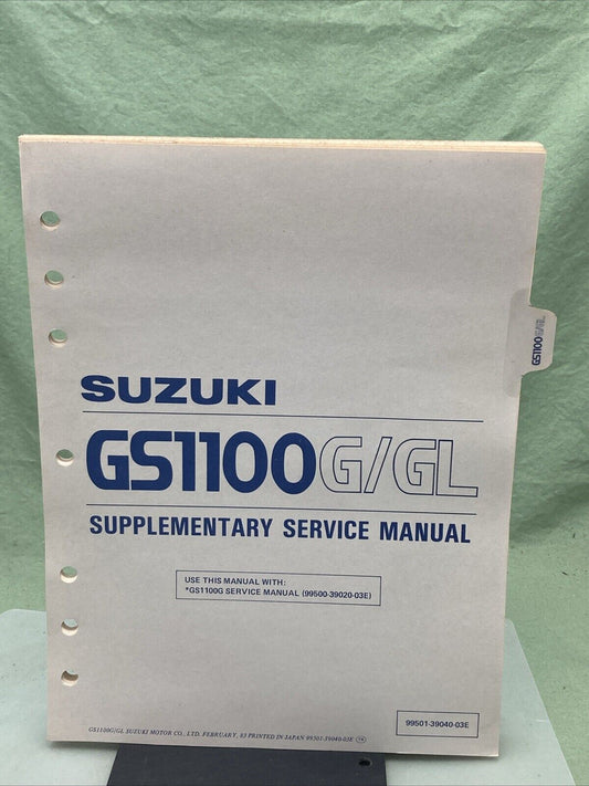 GENUINE SUZUKI 99501-39040-03E GS1100G/GL SUPPLEMENTARY SERVICE MANUAL 1983