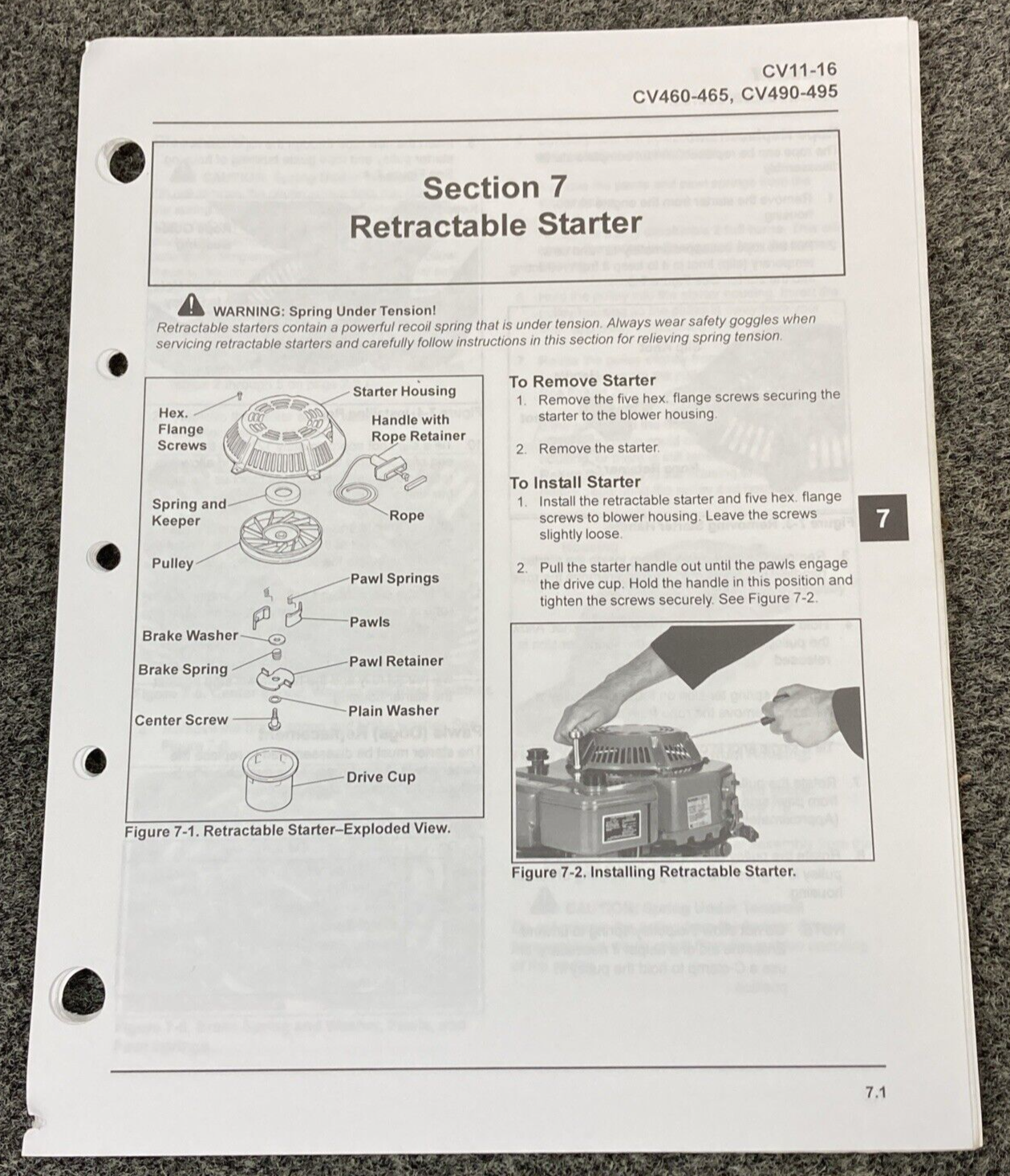 GENUINE KOHLER ENGINES TP-2339-D COMMAND LOOSE-LEAF SERVICE MANUAL