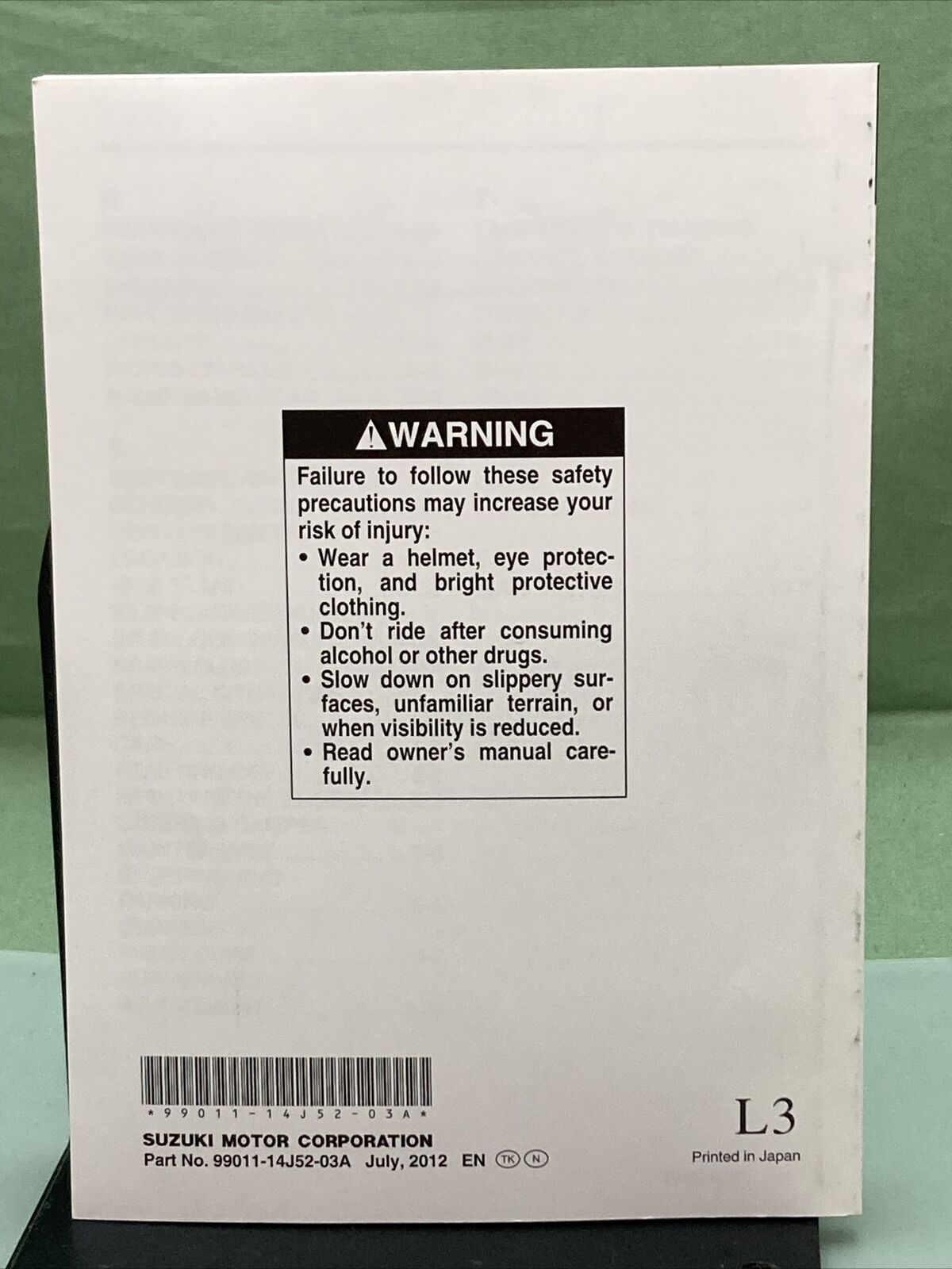 GENUINE SUZUKI 99011-14J52-03A GSX-R600 OWNER'S MANUAL