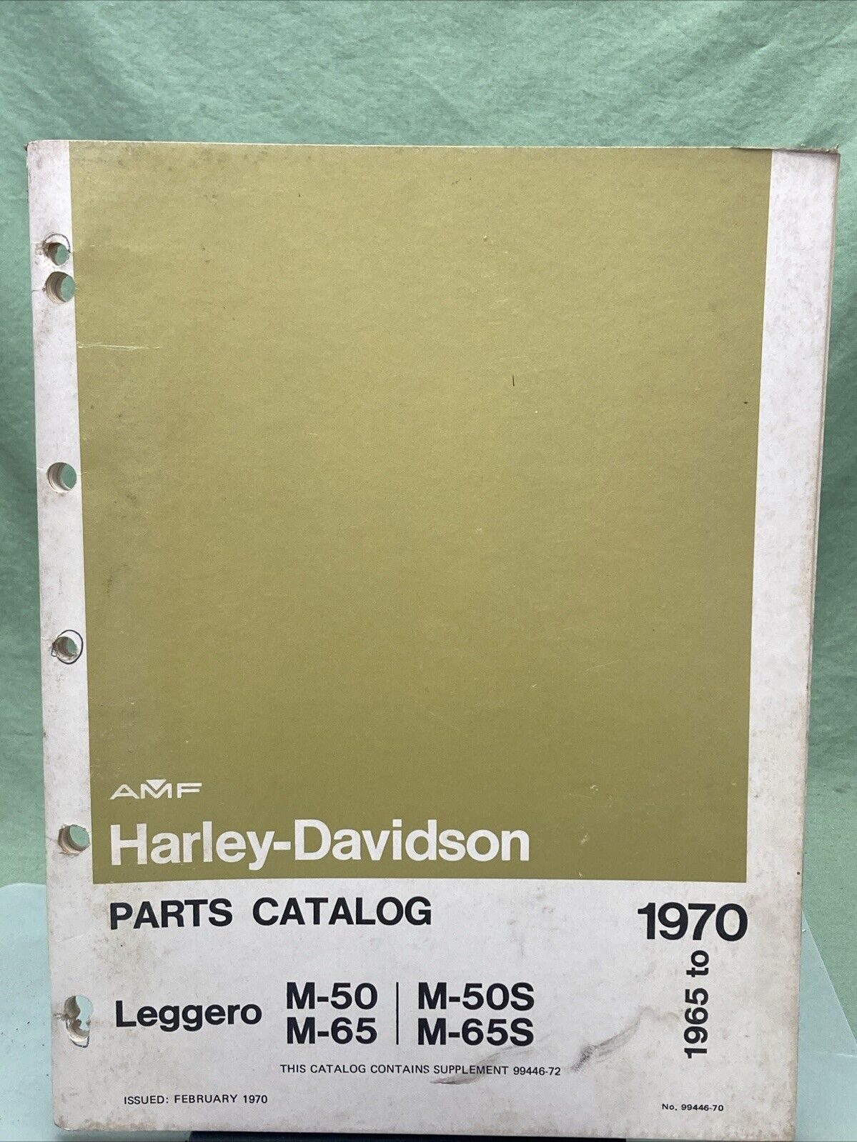 GENUINE HARLEY DAVIDSON AMF 99446-70 LEGGERO PARTS CATALOG 1965-1970