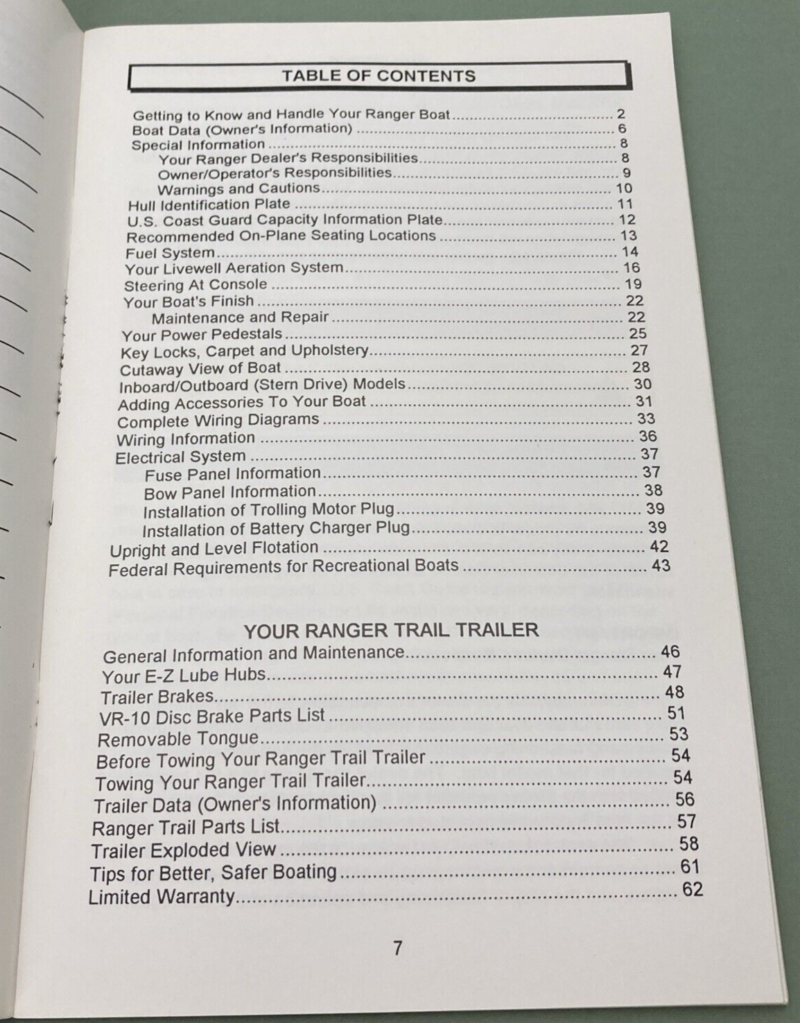 RANGER BOATS/RANGER TRAIL TRAILERS 1-94-2000-94MY OWNER OPERATOR MANUAL 1993