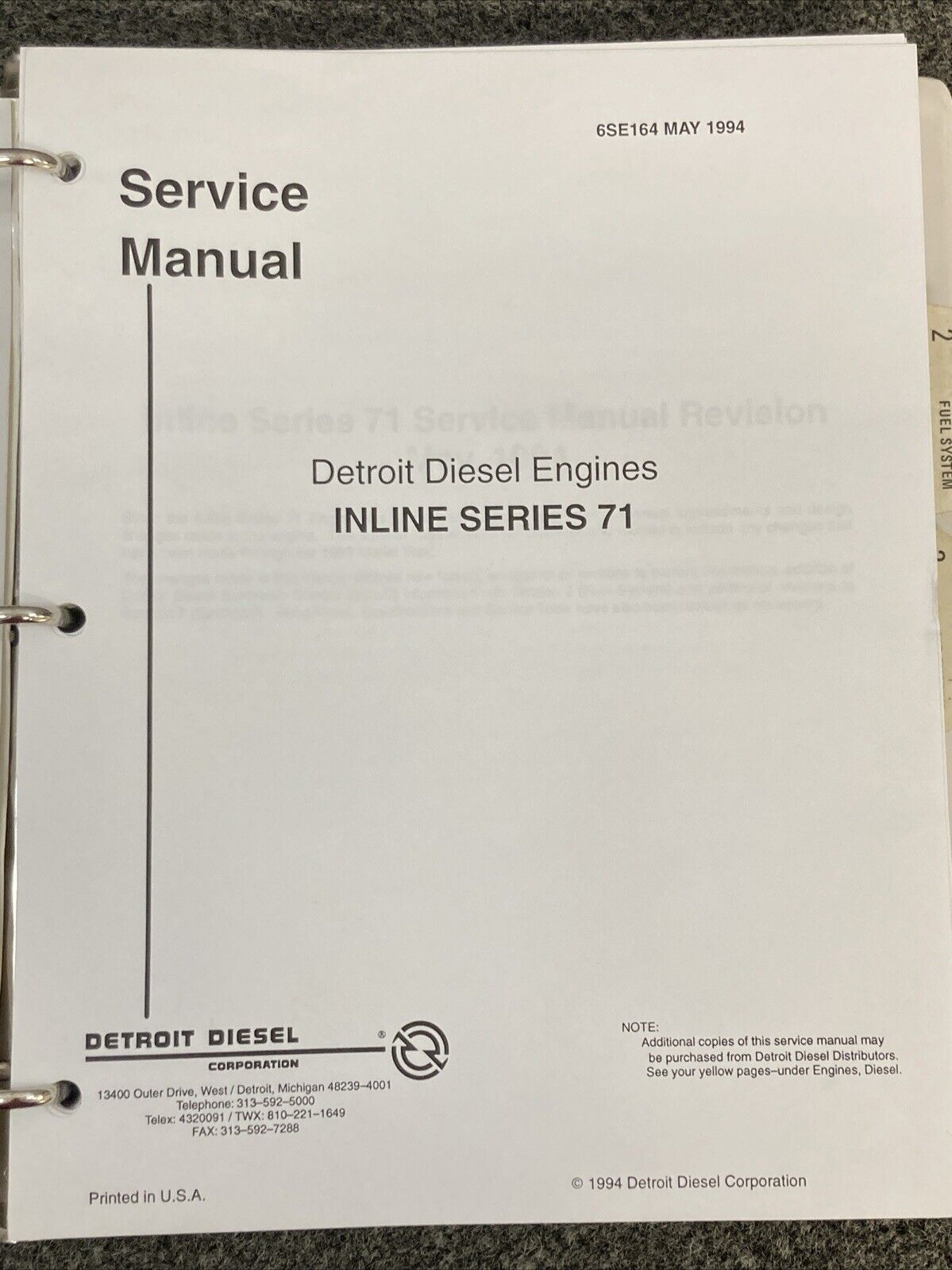 DETROIT DIESEL SERIES 71 SERVICE MANUAL 2 VOLUME SET - MISSING CH 10 & 11