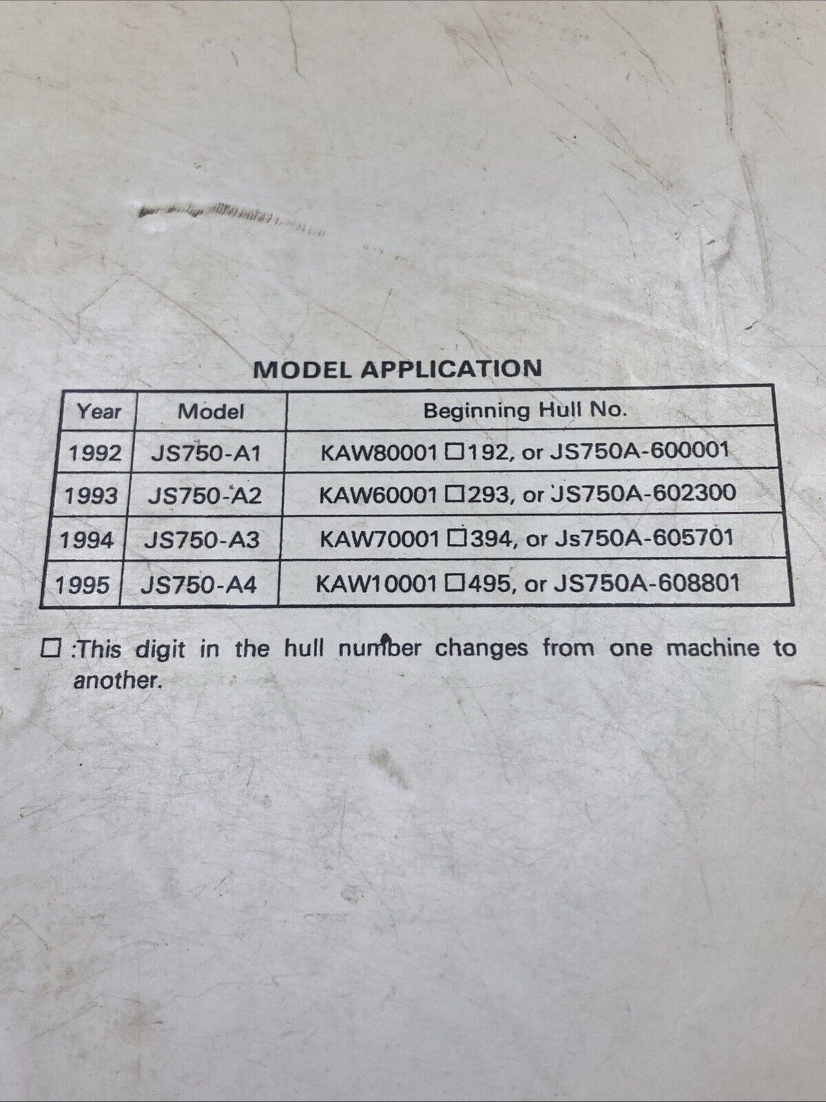 GENUINE KAWASAKI 99924-1156-04 750SX JET SKI WATERCRAFT SERVICE MANUAL 1992-1995