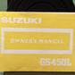 GENUINE SUZUKI 99011-44934-03A GS450L OWNER'S MANUAL