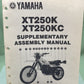 GENUINE YAMAHA LIT-11666-03-58 XT250K XT250KC SUP. ASSEMBLY MANUAL 3Y1-28107-10