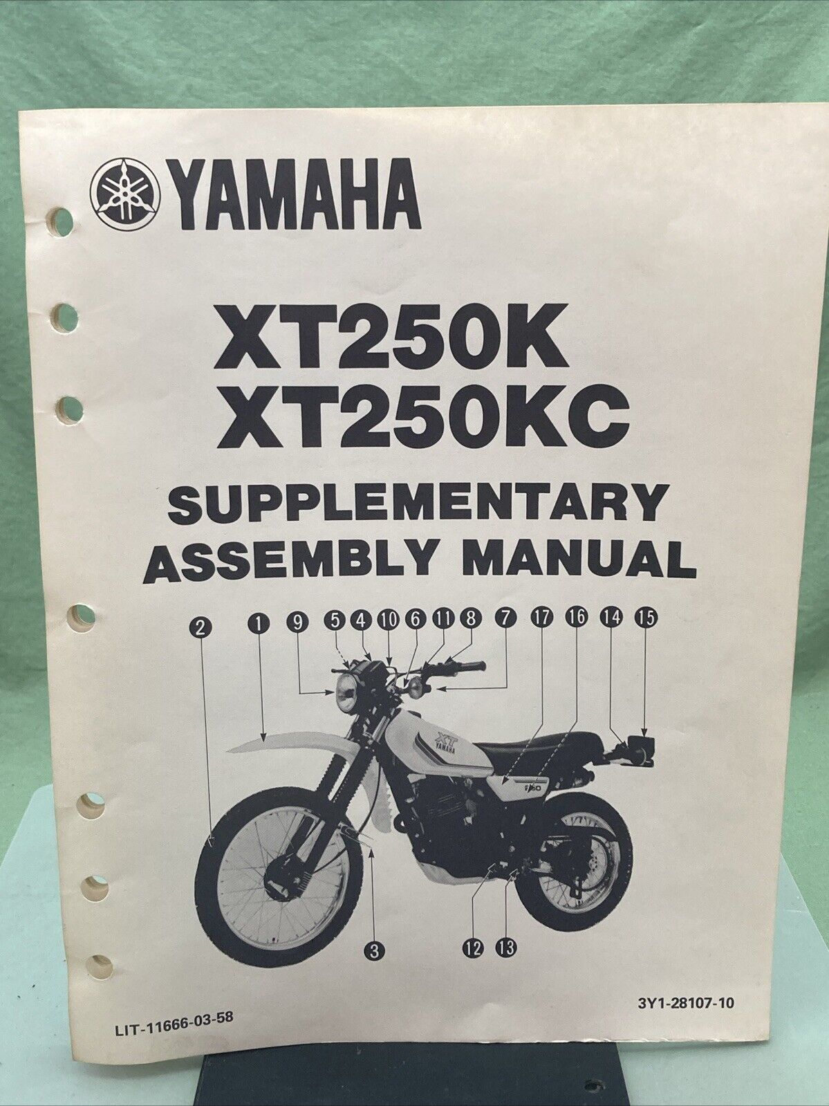 GENUINE YAMAHA LIT-11666-03-58 XT250K XT250KC SUP. ASSEMBLY MANUAL 3Y1-28107-10