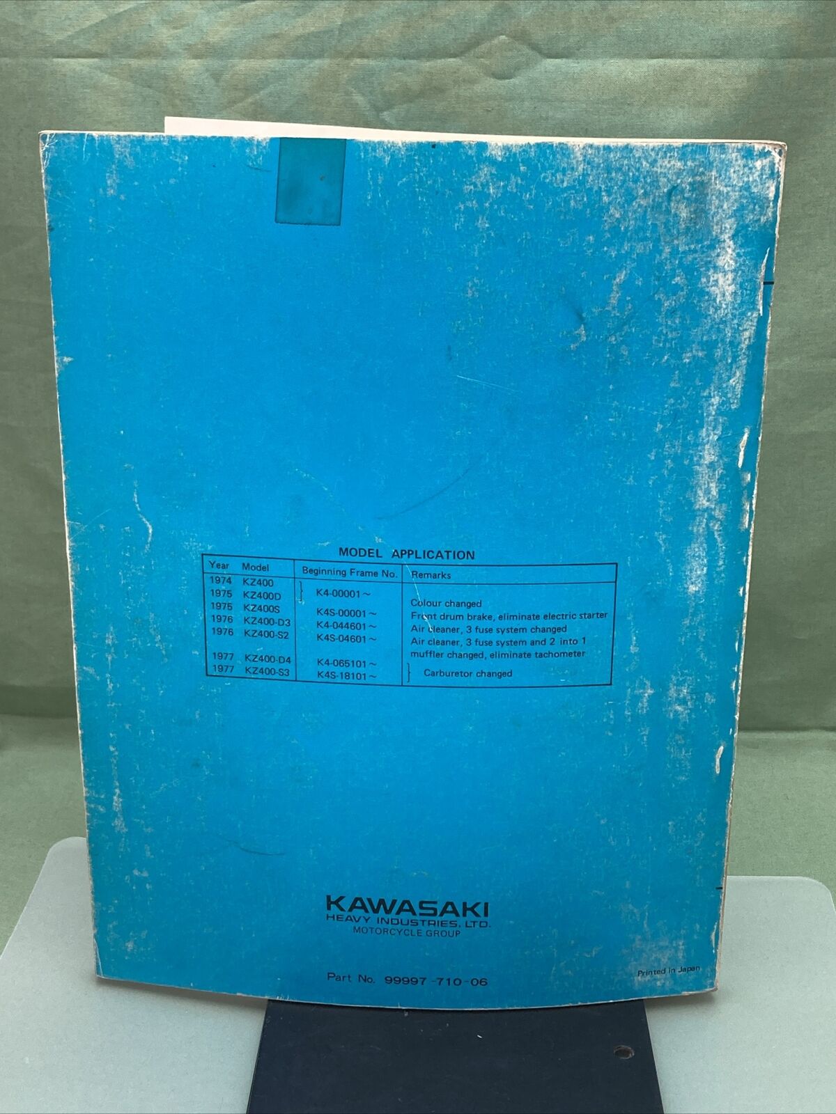 GENUINE KAWASAKI 99997-710-06 SHOP MANUAL KZ400